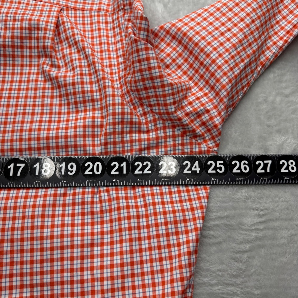 Polo Ralph Lauren Shirt Mens 15.5 Medium Orange Long Sleeve Regent Classic Plaid - Picture 4 of 10